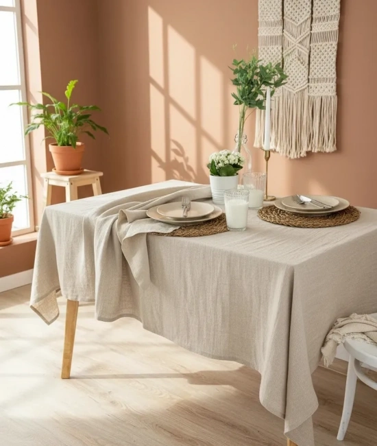 Organik Ham Keten Krem Masa Örtüsü