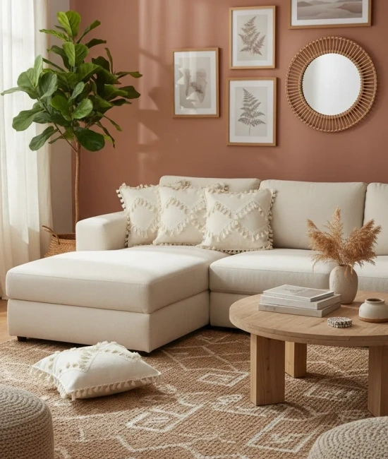 Özel Tasarım Çapraz Ponponlu Tekli Keten Krem Kırlent 2 Adet Kırlent Kılıfı (45X55)