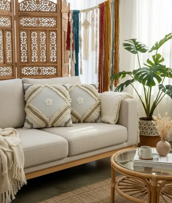 Özel Tasarım Keten Krem Kırlent 2 Adet Kırlent Kılıfı (43 x 43)