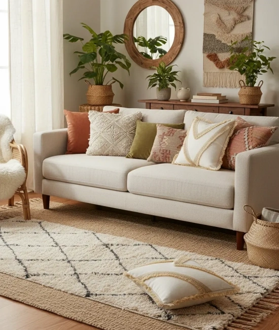 Özel Tasarım Keten Krem Kırlent 2 Adet Kırlent Kılıfı (43 x 43)