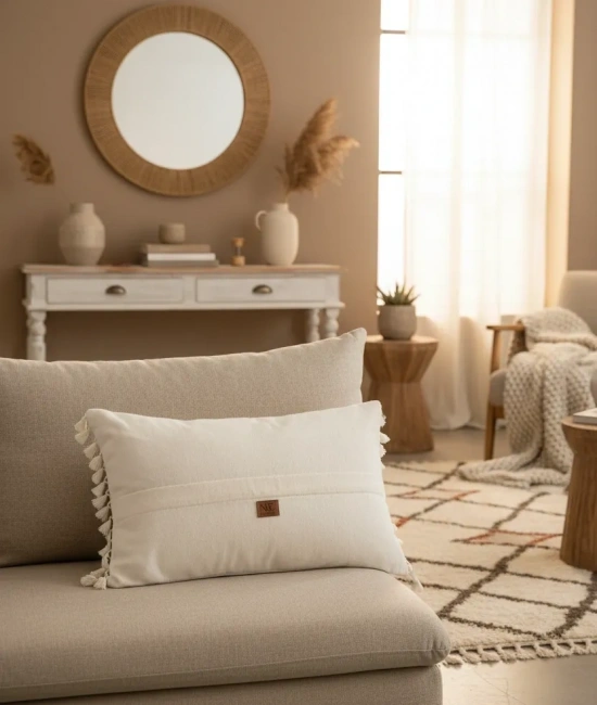 Özel Tasarım Runner Dantelli Keten Krem Kırlent 2 Adet Kırlent Kılıfı (35x55)