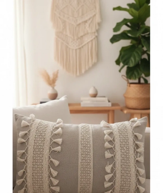 Özel Tasarım Bej Kırlent 2 Adet Kırlent Kılıfı 35x55