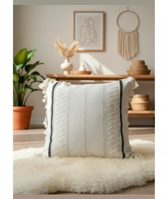 Özel Tasarım Runner Dantelli Keten Krem Kırlent 2 Adet Kırlent Kılıfı (43 x 43)