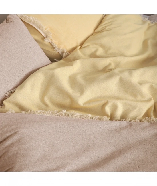 Ham Sarı Çift Taraflı Çift Kişilik Nevresim Seti