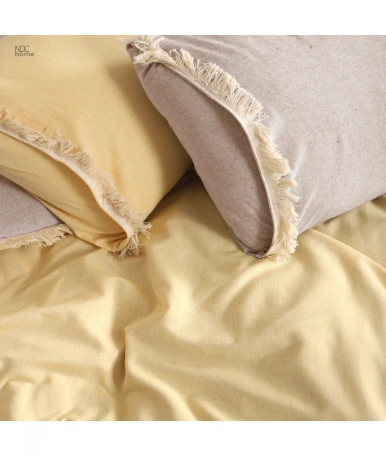 Ham Sarı Çift Taraflı Çift Kişilik Nevresim Seti