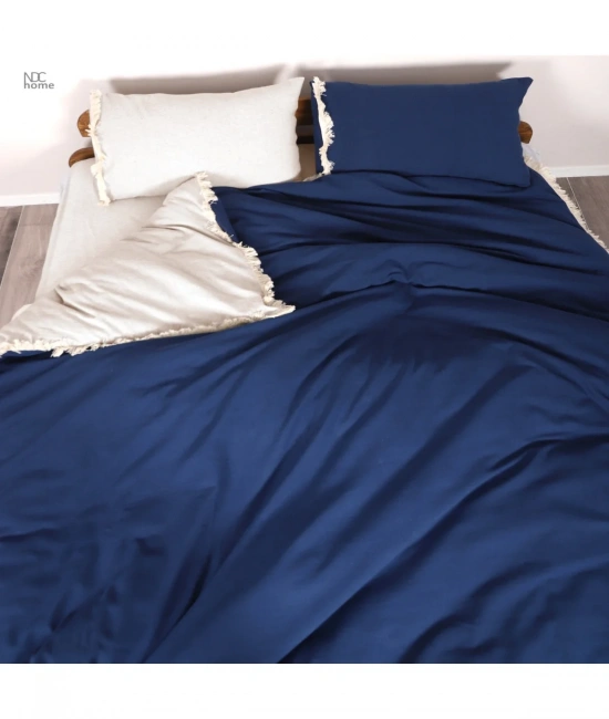 Ham Lacivert Çift Taraflı Çift Kişilik Nevresim Seti