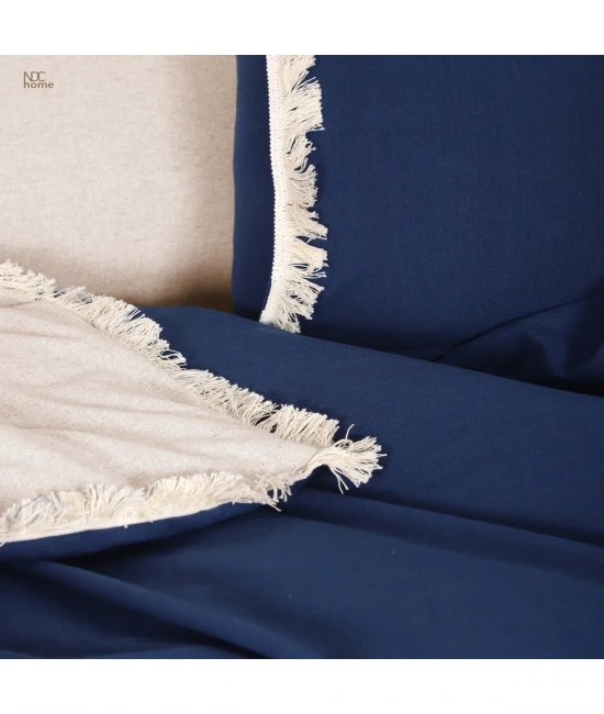 Ham Lacivert Çift Taraflı Çift Kişilik Nevresim Seti