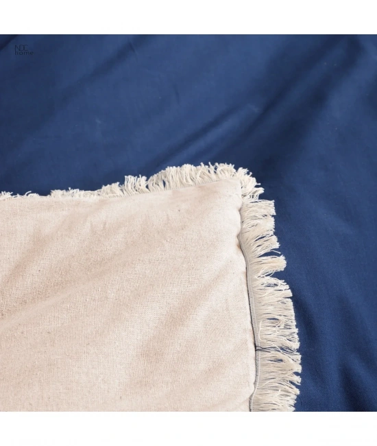 Ham Lacivert Çift Taraflı Çift Kişilik Nevresim Seti