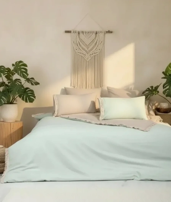 Ham Adaçayı Çift Taraflı Çift Kişilik Nevresim Seti