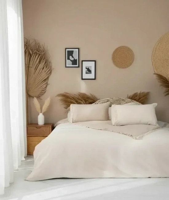 Ham Krem Çift Taraflı Çift Kişilik Nevresim Seti