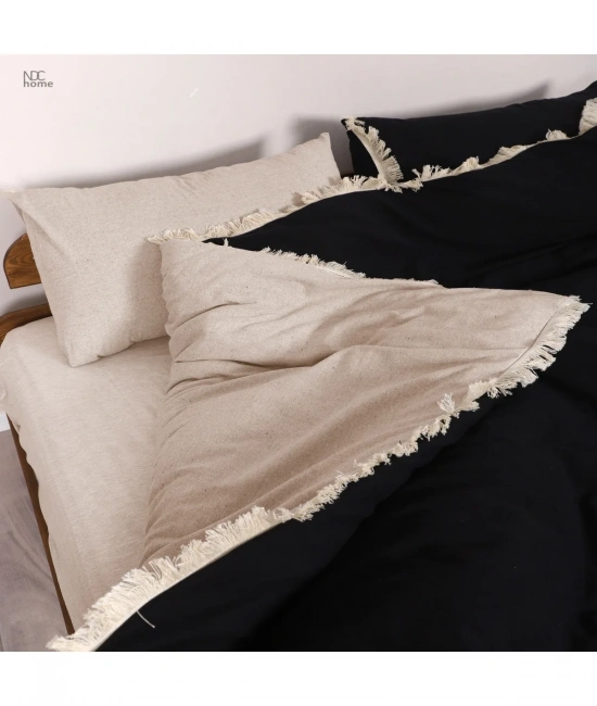 Ham Siyah Çift Taraflı Tek Kişilik Nevresim Seti