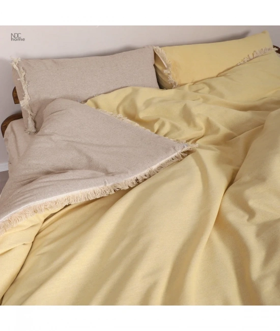 Ham Sarı Çift Taraflı Tek Kişilik Nevresim Seti