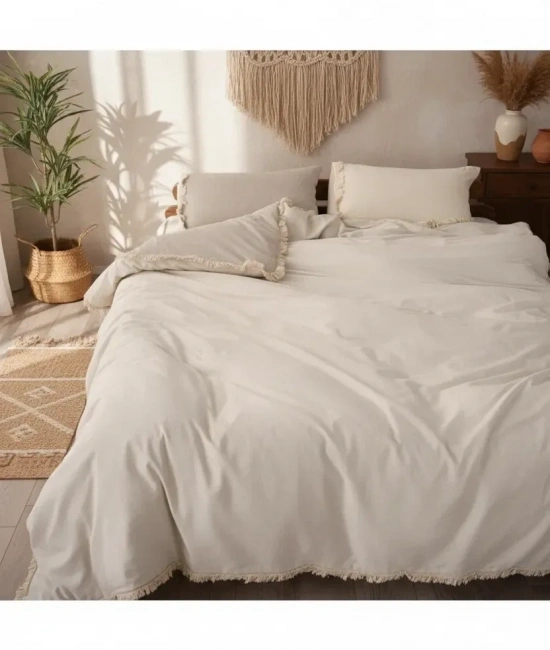 Ham Krem Çift Taraflı Tek Kişilik Nevresim Seti