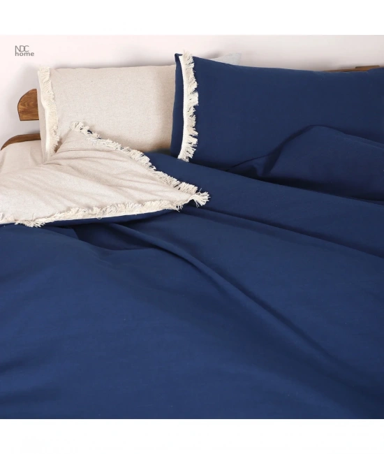 Ham Lacivert Çift Taraflı Tek Kişilik Nevresim Seti