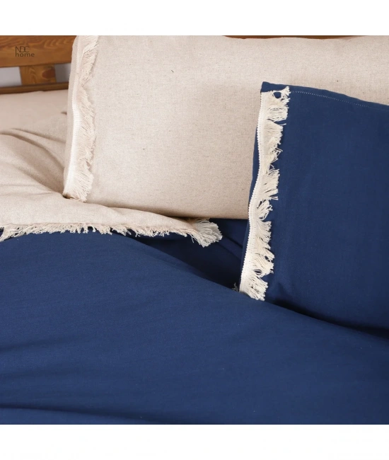 Ham Lacivert Çift Taraflı Tek Kişilik Nevresim Seti