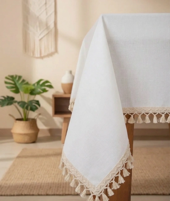 Organik Ham Keten Ham Ponponlu Masa Örtüsü