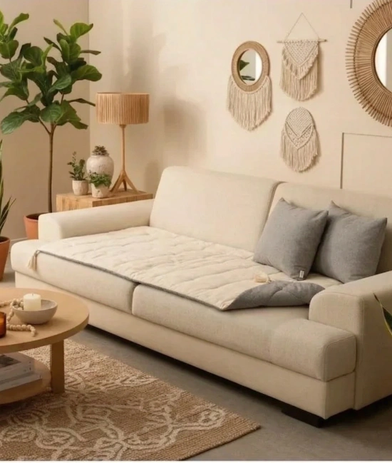 Çift Taraflı Keten Koltuk Pedi / Şiltesi [Kırlentli] - Antrasit-Krem