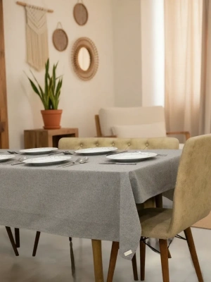 Gri Antrasit Pamuk Keten Masa Örtüsü