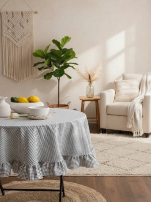 Pötikare Keten Fırfırlı Masa Örtüsü