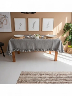 Gri Antrasit Keten FIRFIRLI Masa Örtüsü