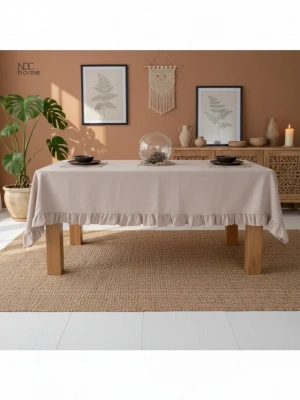 Bej Keten FIRFIRLI Masa Örtüsü