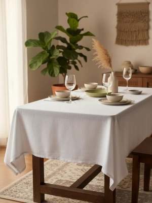 Premium Keten Beyaz (DÜZ) Masa Örtüsü