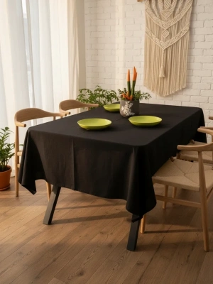 Premium Keten Siyah (DÜZ) Masa Örtüsü