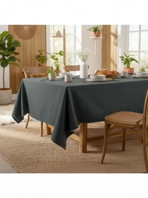 Premium Keten GRİ Füme (DÜZ) Masa Örtüsü