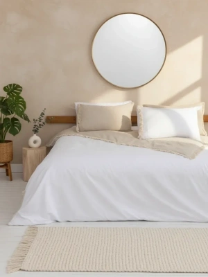 Ham Beyaz Çift Taraflı Çift Kişilik Nevresim Seti