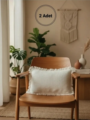 Bütün Dantelli Püsküllü Kırlent 2 Adet Kırlent Kılıfı