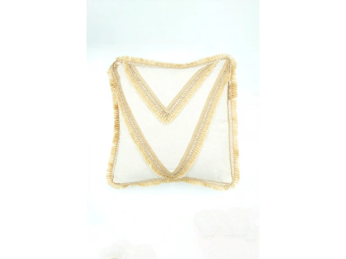 Özel Tasarım Tekli Keten Krem Kırlent Kılıfı 43x43