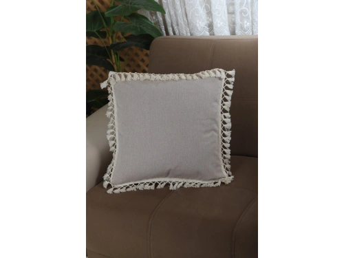 Bej Ponponlu Kırlent Kırlent Kılıfı