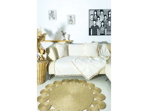 Ham Keten Otantik Koltuk Örtüsü Koltuk Şalı