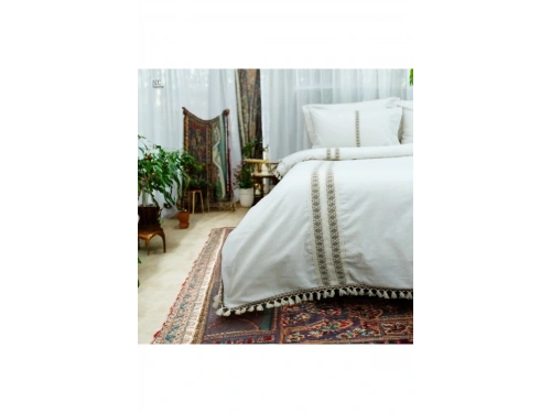 Ham Kahve Dantelli Otantik Çift Kişilik Nevresim Takımı