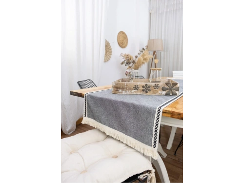 Gri Antrasit Siyah Şeritli Püsküllü Runner