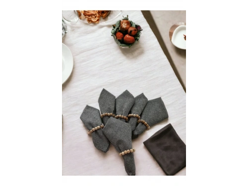 Gri Antrasit Sade 6lı Peçete Takımı