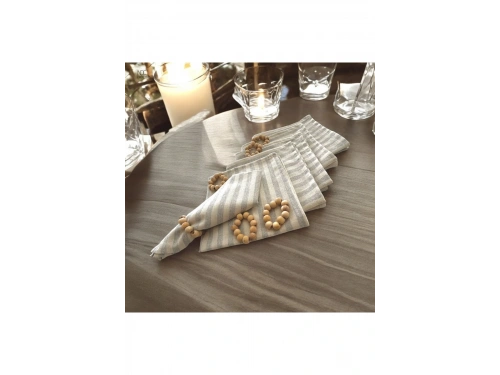 Sütlü  Kahve Keten Çizgili6 lı  Peçete Takımı (Toka Hediyeli )