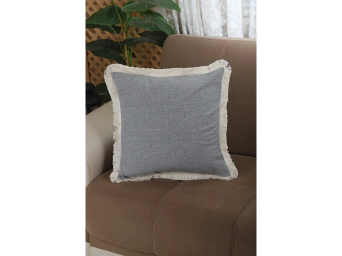 Gri Püsküllü Kırlent Kırlent Kılıfı 43 X 43
