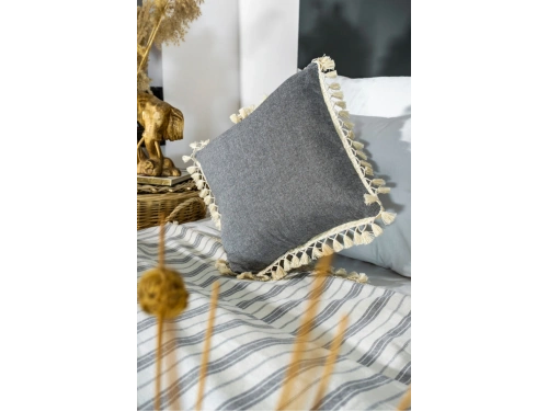 Gri Antrasit Ponponlu Kırlent43 X 43