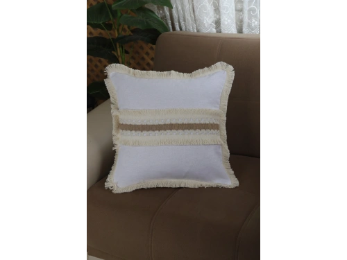 Beyaz Kalın Dantel Kırlent Kırlent Kılıfı 43 X 43