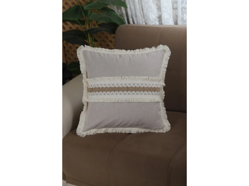 Keten Bej Kalın Dantel Kırlent Kırlent Kılıfı 43 X 43