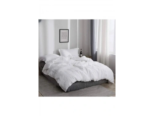 Beyaz Yıkanmış Çift Kişilik Nevresim Yastık Seti (200 X 220)