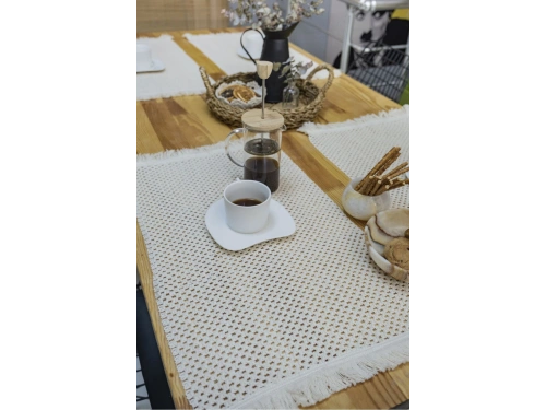 4Lü Amerikan Servis Ham Pamuk Örme Dantel Püsküllü (35x50)