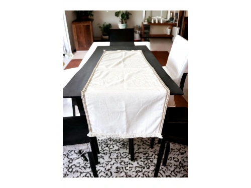 Özel Tasarım Jütlü Püsküllü Runner Masa Örtüsü [45x150]