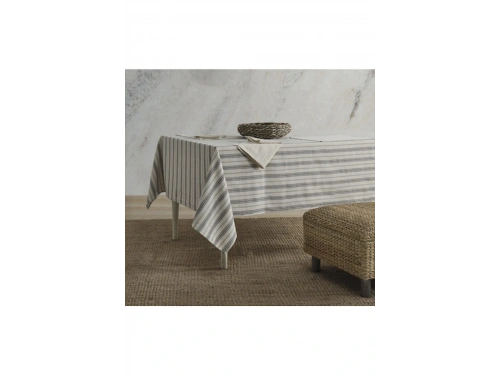 GRİ Çizgili Otantik Masa Örtüsü
