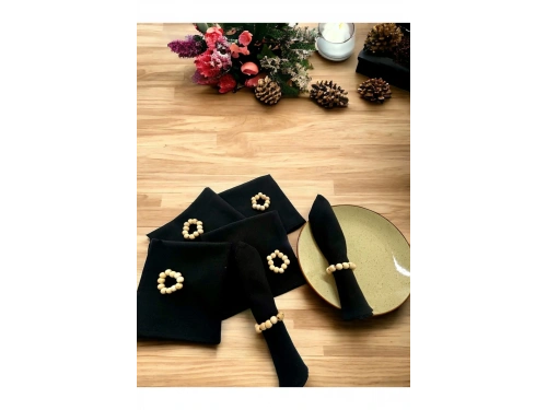 Premium Keten Siyah 6LI (TOKA HEDİYELİ ) Peçete Takımı