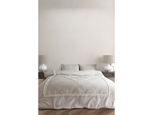 BATTAL Boy Bej Renk Çift Baklava Nevresim Seti