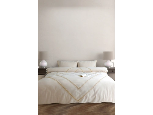 BATTAL Boy Ham Keten Jüt Dantelli Nevresim Seti