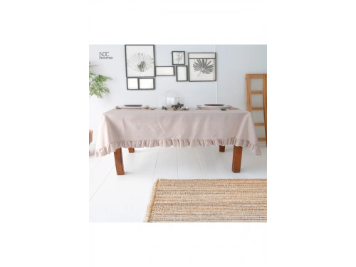 Bej Keten FIRFIRLI Masa Örtüsü