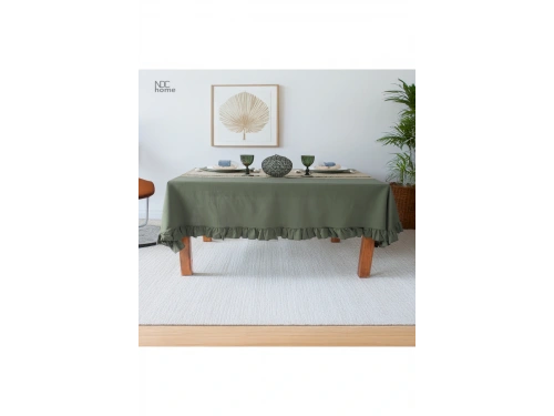 Haki Keten FIRFIRLI Masa Örtüsü